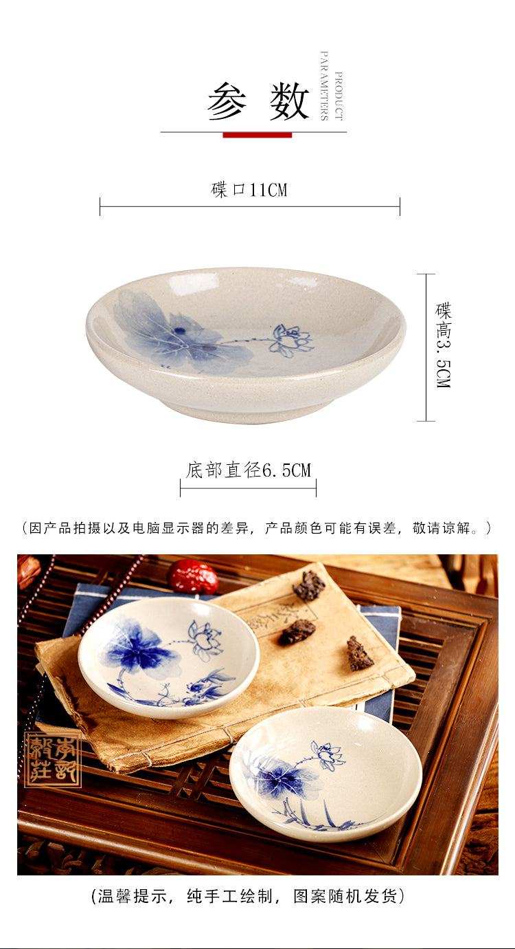 Blue and white tea plates