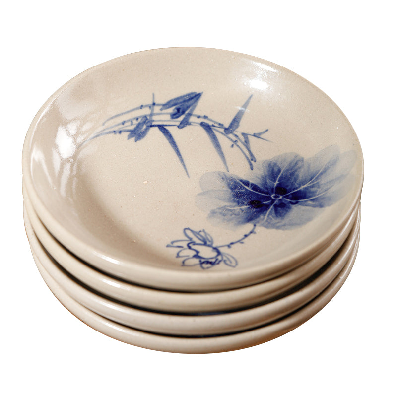 Blue and white tea plates